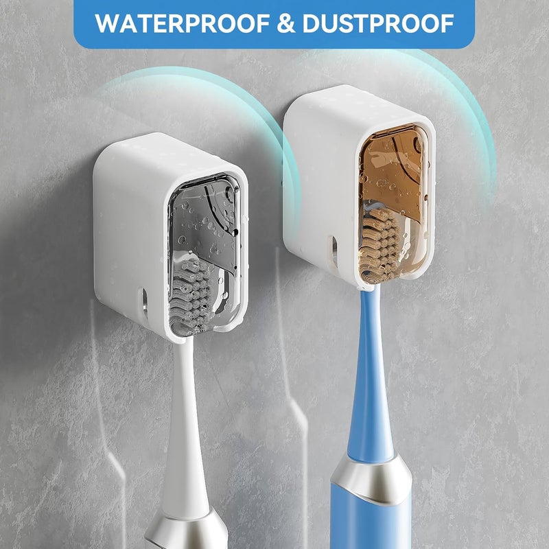 MOPMS Toothbrush Holders for Bathroom【Innovation Single Slot Design】 2PCS Toothbrush Holder Wall Mounted with Cover for Shower, Single Toothbrush Dispenser Storage Organizer for Family & Travel - Image 3